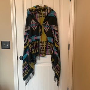 Woven Heart Hooded Poncho